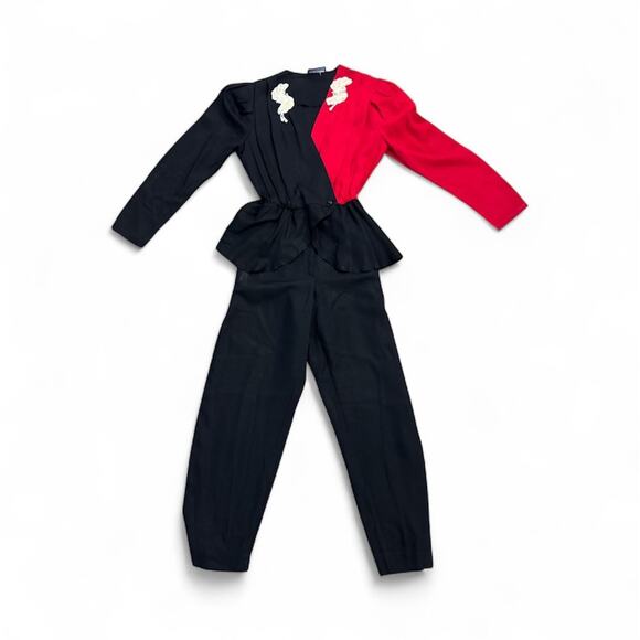 UNIQUE! VINTAGE MARISSA EMBELLISHED RUFFLED WAIST JUMPSUIT SZ S/M - Picture 1 of 6